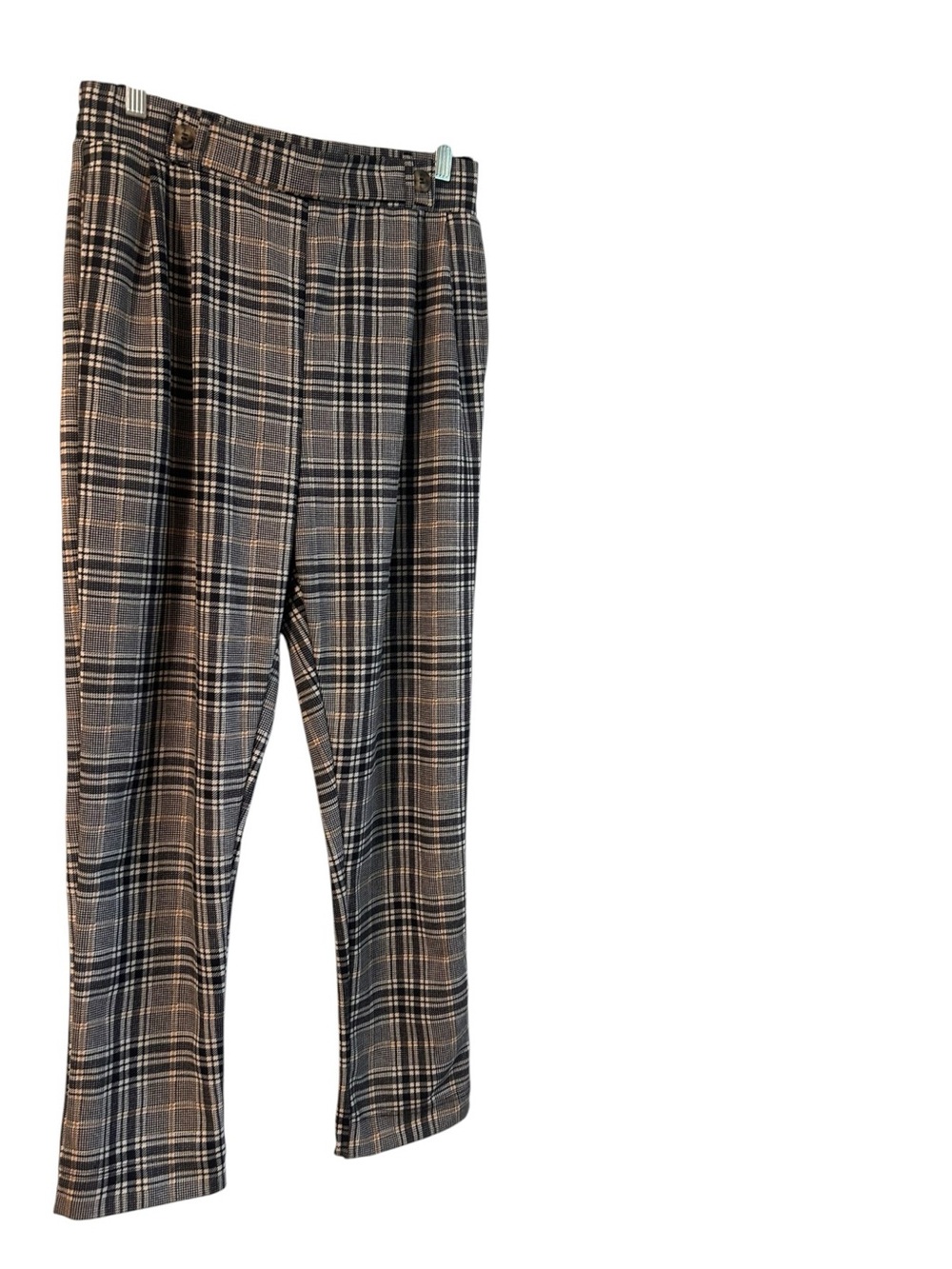 Lark + Grey black white mustard glen plaid design trousers Size L